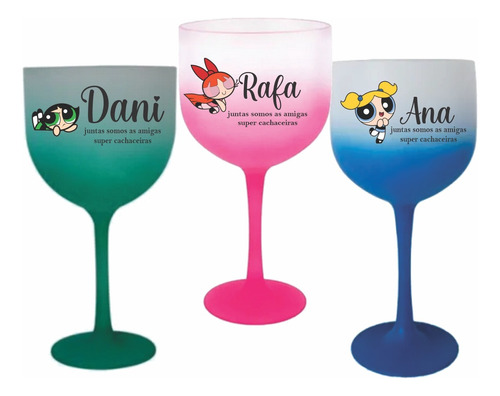 3 Taças De Gin 450 Ml Personalizadas Amigas