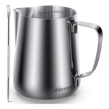 Milk Frothing Pitcher, 16oz 480ml Milk Frother Cup Stainl...