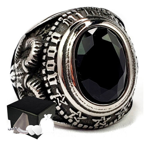 Combo Anillo Baphomet Negro Y Ojo Que Todo Lo Ve Acero Inoxi