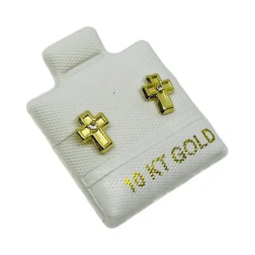 Broquel Cruz Oro 10k Garantizado Pequeño Con Zirconia
