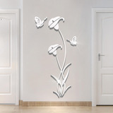 Hnvner Adhesivo De Pared Con Espejo De Flores 3d Para Sala D