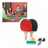 Set De 2 Raquetas Paletas Ping Pong 3pelotas +malla Juego B1