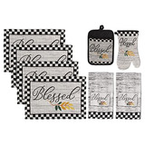 Blessed Buffalo Plaid Kitchen Towels Set With 4 Fabric ...