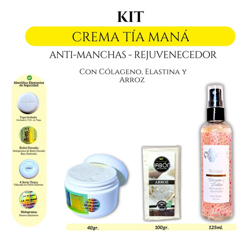 Kit Crema Tia Mana Tónico Facial Jabón Artesanal Naturales 