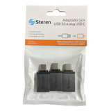 Steren Adaptador Jack Usb 3.0 A Plug Usb C 3 Adaptadores Color Gris Oscuro