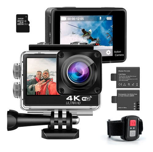 Camara Deportiva 4k Wifi Sumergible Gopr Pantalla Dual Touch