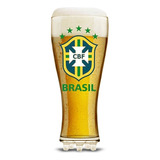 Copo Vidro Chuteira Brasão Brasil Copa Do Mundo 2022 370ml Cor Transparente
