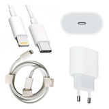 Kit Carregador iPhone 20w + Tipo C Lightning Alto Desempenho