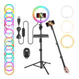 Aro De Luz Led Rgb Para Selfie De 10 Pulgadas Con Soporte