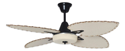 Ventilador De Techo Rattan Natural 4 Palas Bari Tapa Forrada