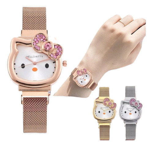 Reloj Hello Kitty Pulsera Dama Niña Cuarzo Magnetico Mujer