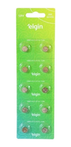 Bateria Alcalina Lr41 1,5v Elgin Botão - Cartela C/ 10 Unid