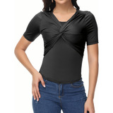 Blusa Moda Casual Delgada Elegante Manga Corta Para Mujer