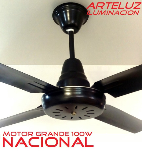 Ventilador De Techo Negro Pala De Chapa Nacional Motor Gde