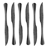 6 Facas Para Churrasco Lyor Positano De Aço Inox Preto 23cm