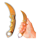 Karambit Gold Cs Go Afiada Faca Combate Tática Dourada