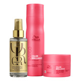 Kit Wella Brilliance Sh 250ml + Masc 150ml + Óleo 100ml