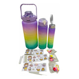 Set 3 Botellas De Agua Motivacional 2l 900ml 250ml C/sticker