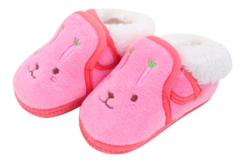 Pantufa Sapatinho Infantil Bebe Coelhinho Rosa Forrada