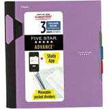 Five Star Advance Cuadernos En Espiral, 3 Temas, Papel Color Morado