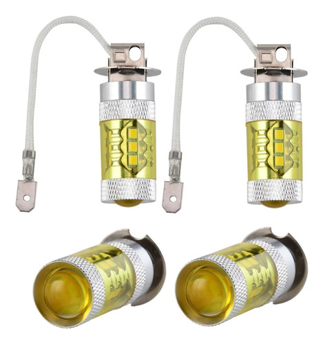 02 Lâmpadas H3 Led Yellow Pk22s 16smd2525 3000l 100w 24v/12v