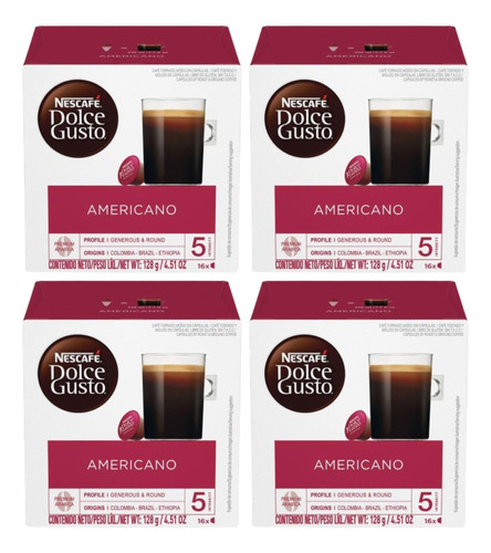 Cápsulas De Café Nescafé® Dolce Gusto® Americano 4 X 16 Cáps