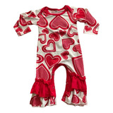 Mameluco Jumpsuit Rojo Corazón Para Bebé Niña 3-6 Meses Ropa