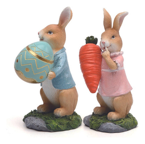 Figuras De Conejo De Pascua Con Zanahoria, Bonito Conejo De