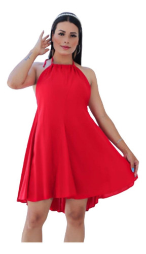 Vestido Feminino Soltinho Costa Nua Com Laço Frente Única