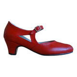 Zapatos De Español Y Folcklore En Cuero Rojo