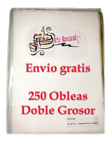 Oblea De Arroz Doble Grosor Comestible Pastel Cupcake 250pza