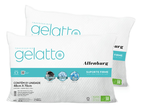 Kit 2 Travesseiro Gelatto Altenburg Toque Gelado Extra Macio