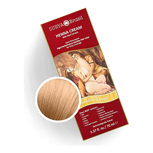Crema De Henna Surya Brasil Products, Rubia Sueca, 2.37 Onza