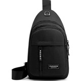 Mochila Cruzada Mariconera Con Usb Salida Para Auriculares Color Negro