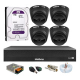Kit Intelbras 4 Cameras 1220d Black Dvr 4ch 1004c C/hd 1tb