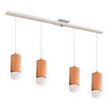 Colgante 4 Luces Madera Apto Led E27 Diseño Nordico Puraluz