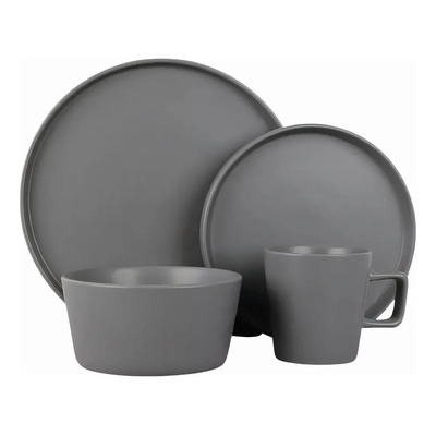Vajilla De Lujo Redonda Para 4 Personas 16pz Scandi London Color Gris Claro | Meses sin interés