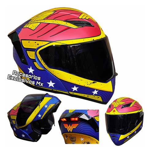 Casco Wonder Woman Mujer Maravilla Abatible Dc Comics Led 