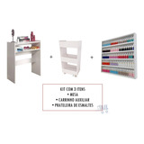 Kit Conjunto Mesa + Carrinho + Expositor Salão Cor Branco