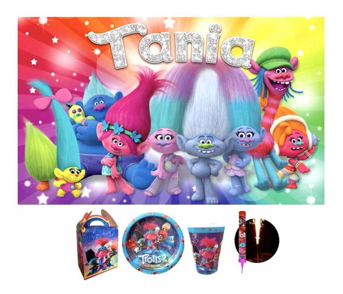 Trolls Kit 15 Px Kit Fiesta Party Lona Personalizada 15 Px