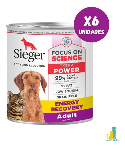 Sieger Extra Recovery Perros / Gatos 6 X 340gr - Happy Tails