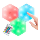 Lampara Luz Led Touch Hexagono Multicolor Control Remoto 3pz