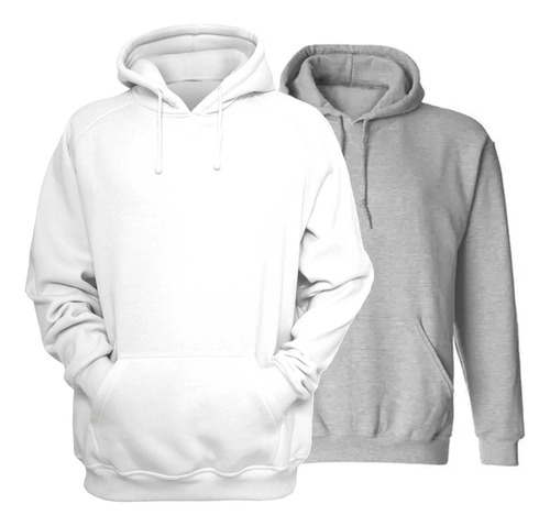 Pack 2 Sudadera Lisa Hoodie Con Gorro Capucha Y Bolsa Unisex