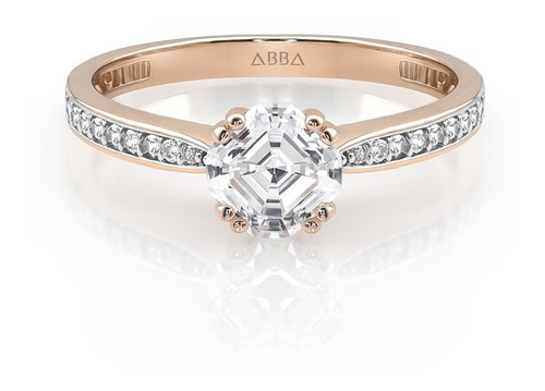 Anillo De Compromiso Oro 10k Piedra Asscher Ariana Abba Joya