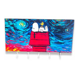 Portallaves Perchero De Snoopy Van Gogh 30x15 Cm De Madera