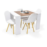 Set Comedor Chicago 4 Puestos Mácula + Sillas Matiz Blanco