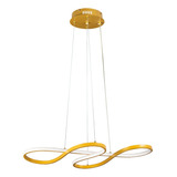 Lustre Dourado Moderno Infinito  Luz Led Com Controle Remoto