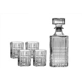 Set Whisky 5 Piezas Brandy Licor Vidrio 1 Botella 4 Vasos 