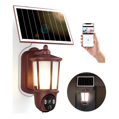 Cgyi Camara De Seguridad Exterior Solar 3mp 2.4ghz+wifi Hd Visión Nocturna Audio Bidireccional Control Sightsys App Con Lámpara De Pared, Camaras De Seguridad Exterior, Camara Vigilancia | Envío gratis