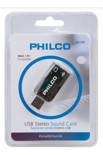 Tarjeta De Sonido Usb Philco Para Pc / Mac 